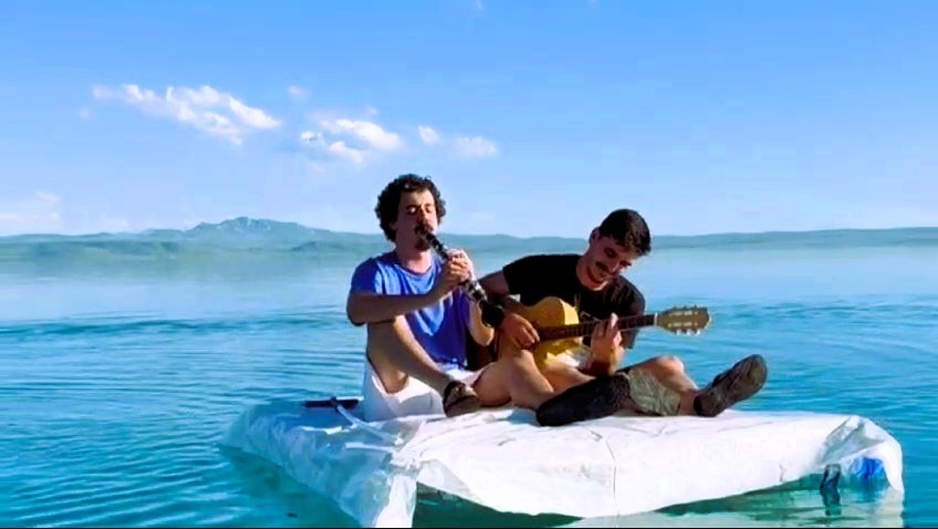 They gave a concert in the middle of Lake Van with instruments made from waste materials