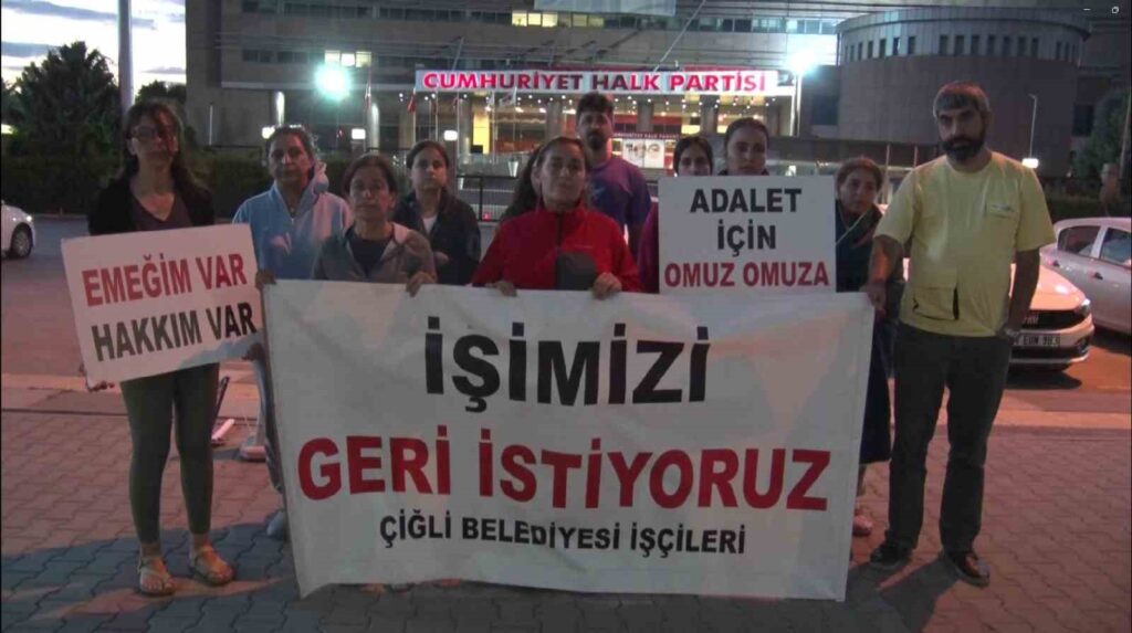 Protest by Çiğli Municipality workers who were laid off in front of the CHP General Center